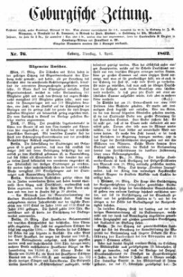 Coburger Zeitung Dienstag 1. April 1862