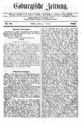 Coburger Zeitung Montag 7. April 1862