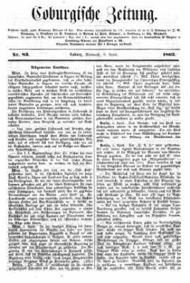 Coburger Zeitung Mittwoch 9. April 1862