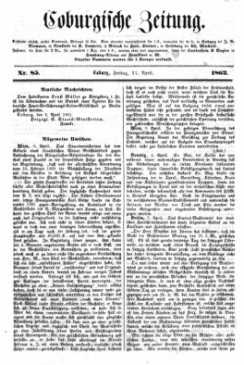 Coburger Zeitung Freitag 11. April 1862