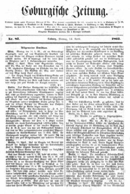 Coburger Zeitung Montag 14. April 1862