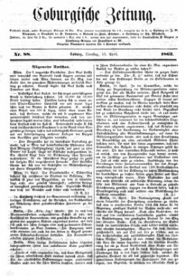 Coburger Zeitung Dienstag 15. April 1862