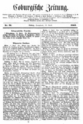 Coburger Zeitung Samstag 19. April 1862