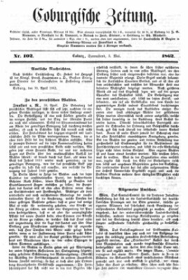 Coburger Zeitung Samstag 3. Mai 1862