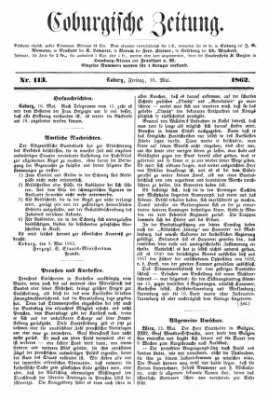 Coburger Zeitung Freitag 16. Mai 1862