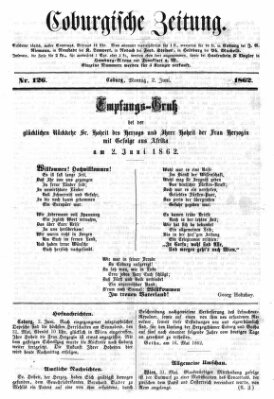 Coburger Zeitung Montag 2. Juni 1862