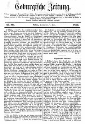 Coburger Zeitung Samstag 7. Juni 1862