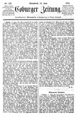 Coburger Zeitung Samstag 14. Juni 1862