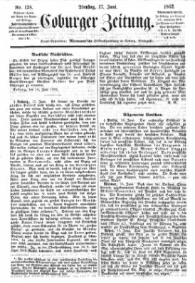 Coburger Zeitung Dienstag 17. Juni 1862