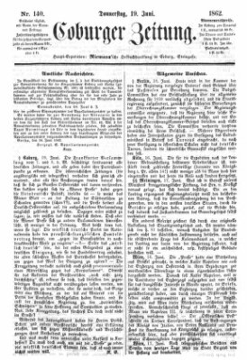 Coburger Zeitung Donnerstag 19. Juni 1862