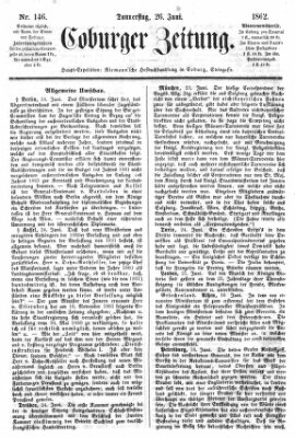 Coburger Zeitung Donnerstag 26. Juni 1862