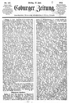 Coburger Zeitung Freitag 27. Juni 1862