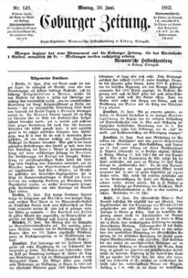 Coburger Zeitung Montag 30. Juni 1862