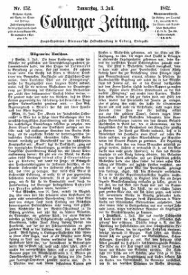 Coburger Zeitung Donnerstag 3. Juli 1862