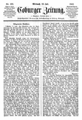 Coburger Zeitung Mittwoch 23. Juli 1862