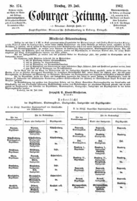 Coburger Zeitung Dienstag 29. Juli 1862