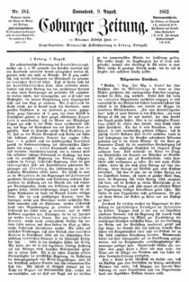 Coburger Zeitung Samstag 9. August 1862