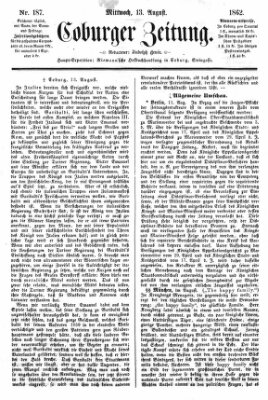 Coburger Zeitung Mittwoch 13. August 1862