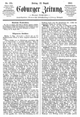 Coburger Zeitung Freitag 22. August 1862