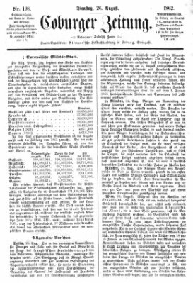 Coburger Zeitung Dienstag 26. August 1862