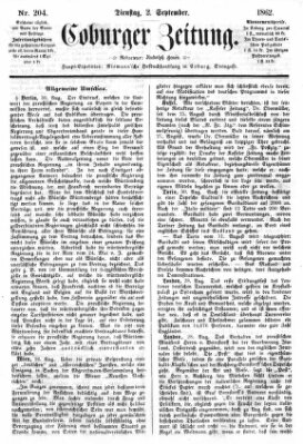 Coburger Zeitung Dienstag 2. September 1862