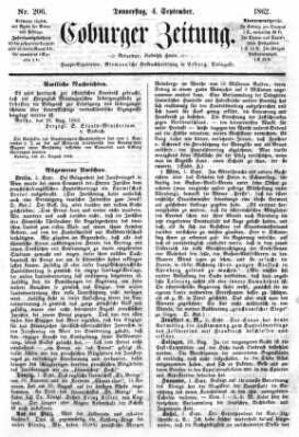 Coburger Zeitung Donnerstag 4. September 1862