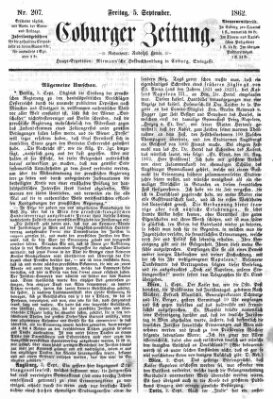 Coburger Zeitung Freitag 5. September 1862