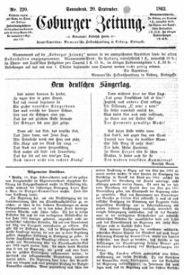 Coburger Zeitung Samstag 20. September 1862