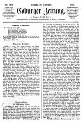 Coburger Zeitung Dienstag 23. September 1862