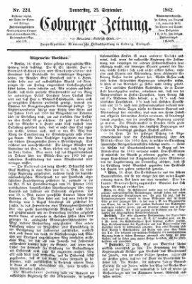 Coburger Zeitung Donnerstag 25. September 1862