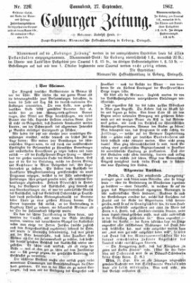 Coburger Zeitung Samstag 27. September 1862