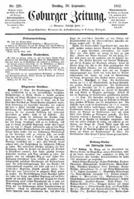 Coburger Zeitung Dienstag 30. September 1862