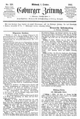 Coburger Zeitung Mittwoch 1. Oktober 1862