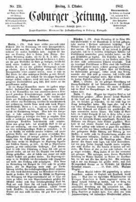 Coburger Zeitung Freitag 3. Oktober 1862