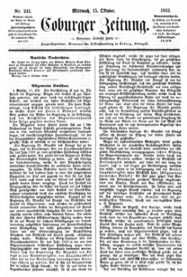 Coburger Zeitung Mittwoch 15. Oktober 1862