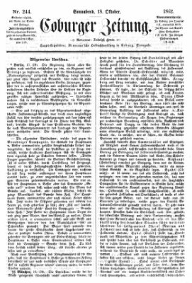 Coburger Zeitung Samstag 18. Oktober 1862