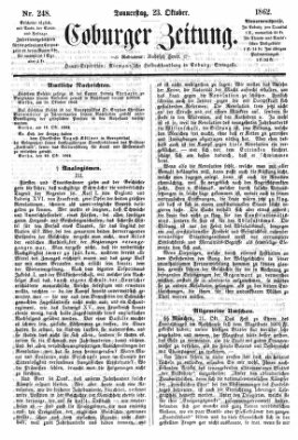 Coburger Zeitung Donnerstag 23. Oktober 1862