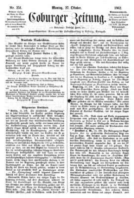 Coburger Zeitung Montag 27. Oktober 1862