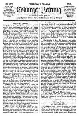 Coburger Zeitung Donnerstag 6. November 1862