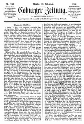 Coburger Zeitung Montag 10. November 1862