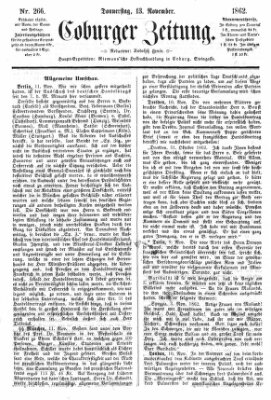 Coburger Zeitung Donnerstag 13. November 1862