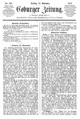 Coburger Zeitung Freitag 14. November 1862