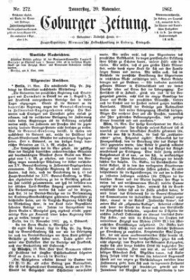 Coburger Zeitung Donnerstag 20. November 1862