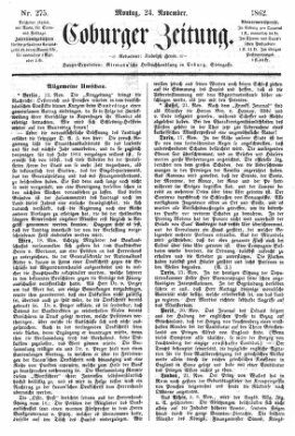 Coburger Zeitung Montag 24. November 1862