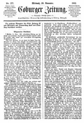 Coburger Zeitung Mittwoch 26. November 1862