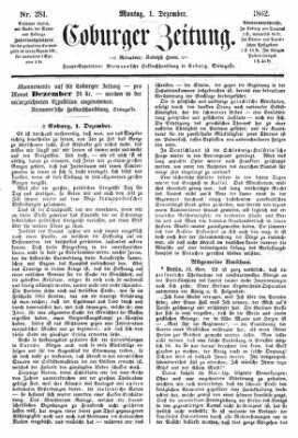 Coburger Zeitung Montag 1. Dezember 1862