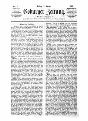 Coburger Zeitung Freitag 9. Januar 1863