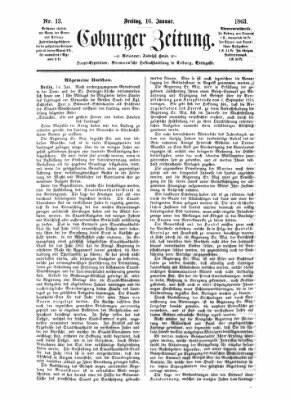 Coburger Zeitung Freitag 16. Januar 1863