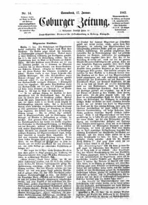 Coburger Zeitung Samstag 17. Januar 1863