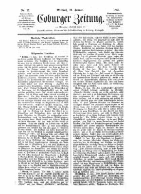 Coburger Zeitung Mittwoch 21. Januar 1863